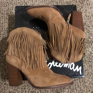 Sam Edelman size 7.5 NIB brown cowboy fringe boots